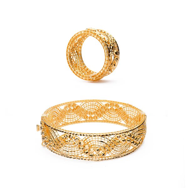 The Gold Souq AL ZOYA Blessings Charm Bracelet and Ring Set